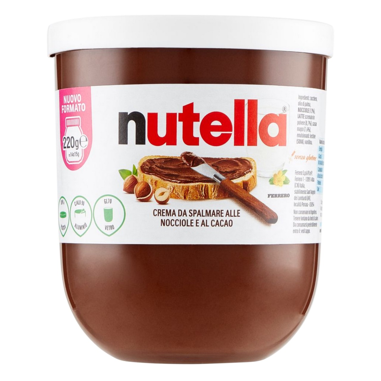 Ferrero Nutella ,Crema Spalmabile alla Nocciola e al Cacao, 220g