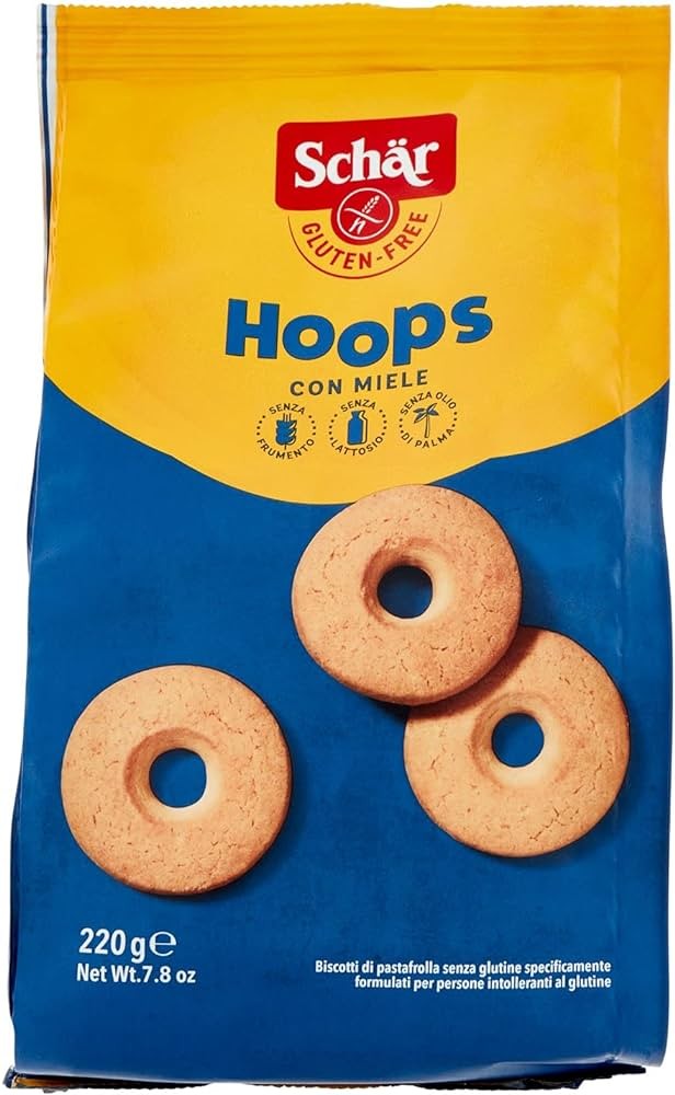 00903-1 Schär Hoops, Biscotti al Miele Senza Glutine, 220g
