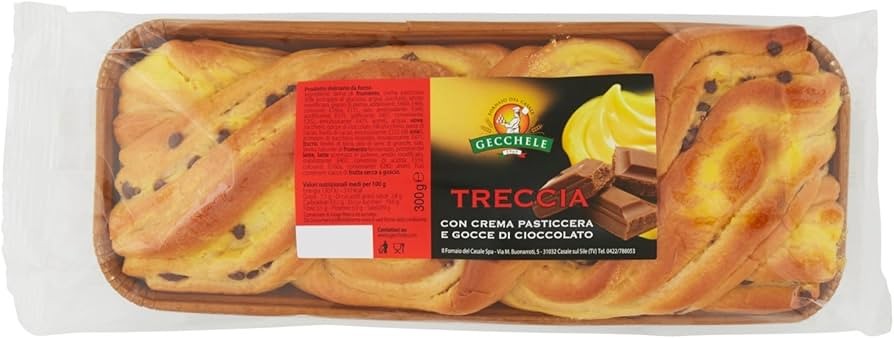 02726-1 Gecchele Treccia con Crema Pasticcera e Gocce di Cioccolato 300g
