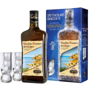 Vecchio Amaro del Capo 70 cl – Confezione Regalo con 2 Bicchieri