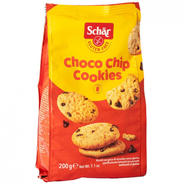 Schär Choco Chip Cookies, Biscotti con Gocce di Cioccolato Senza Glutine, 200g