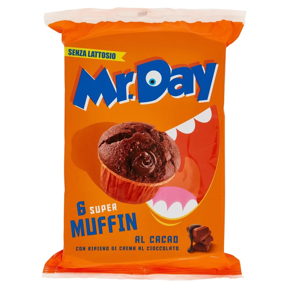 &NBSP MR.DAY MUFFIN SUPER AL CACAO CON RIPIENO AL CIOCCOLATO, MERENDINA SENZA LATTOSIO 300 GR