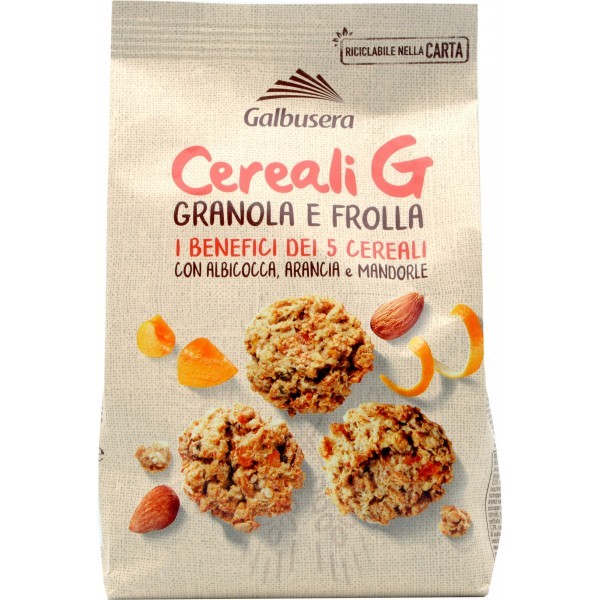 galbusera Cereali G Granola Frolla con Albicocca , Arancia e Mandorle   GR.300
