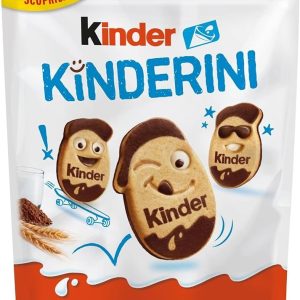 &amp BSP KINDER KINDERINI, BISCOTTI FROLLINI AL LATTE E CACAO CON CREMOSI DECORI GUSTO KINDER, CONFEZIONE DA 250 GR