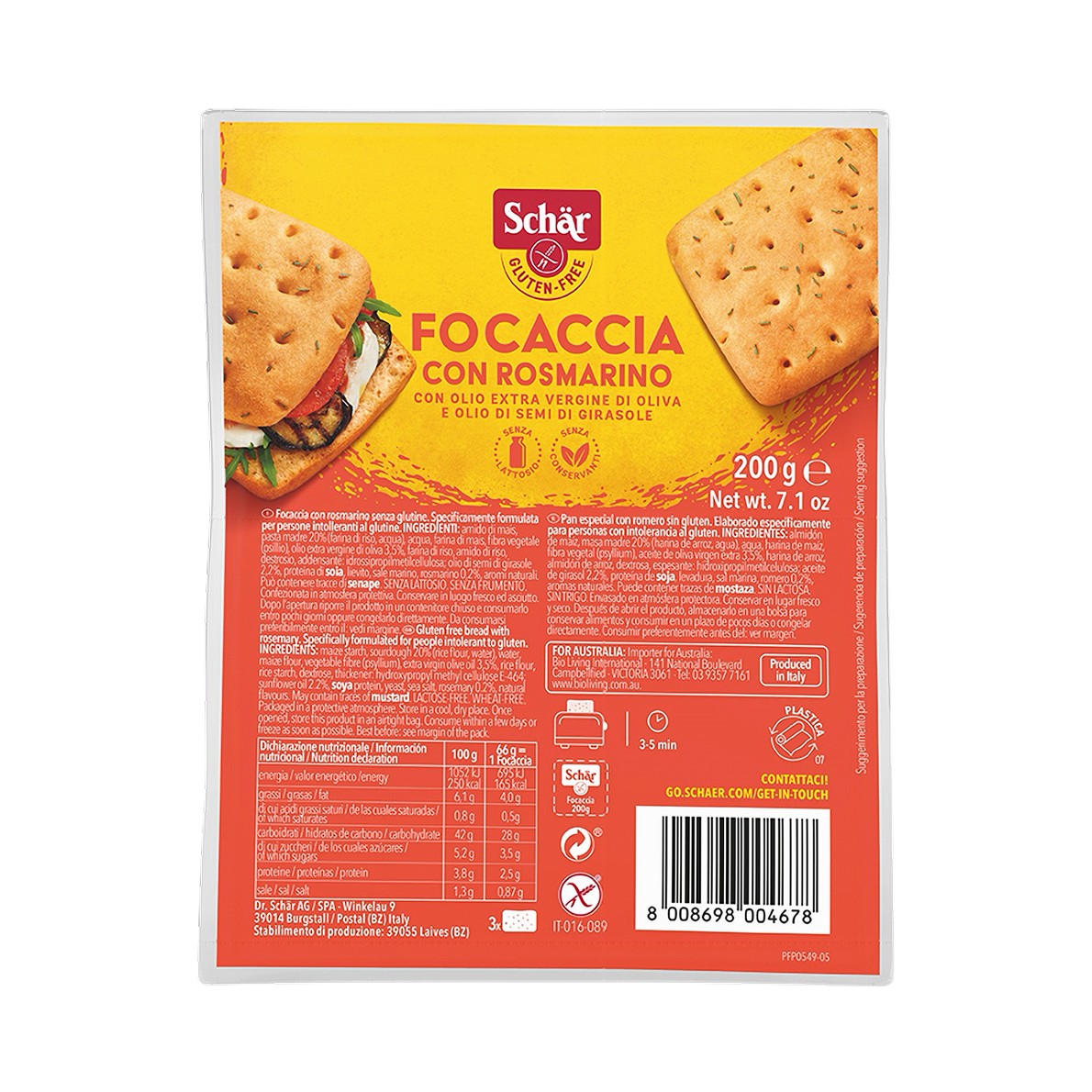 Schär Focaccia con Rosmarino Senza Glutine 200g