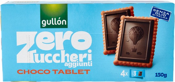 GULLON CHOCO TABLET, BISCOTTI ZERO ZUCCHERI AGGIUNTI, 150G