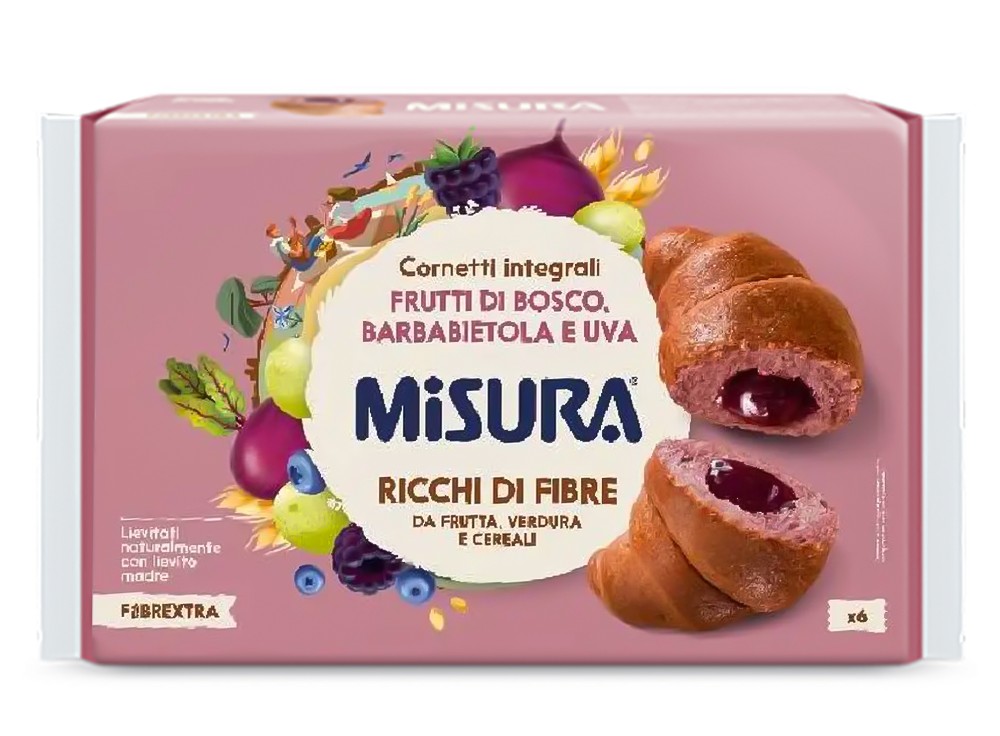 12793-1 MISURA FIBREXTRA CORNETTI INTEGRALI FRUTTI DI BOSCO,BARBABIETOLA E UVA, RICHHI DI FIBRE, 300G