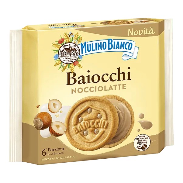 Mulino Bianco Nocciolatte, confezione 6 porzione da 3biscotti, 168g