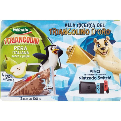 Valfrutta I Triangolini Pera Italiana Succo e Polpa. 12 brik da 100 ml