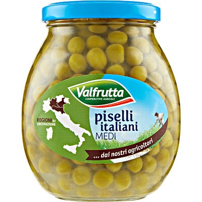 VALFRUTTA PISELLI ITALIANI MEDI IN VETRO 370GR