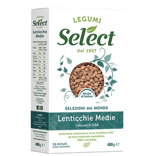 SELECT LEGUMI LENTICCHIE MEDIE SECCHE IN ASTUCCIO 400GR