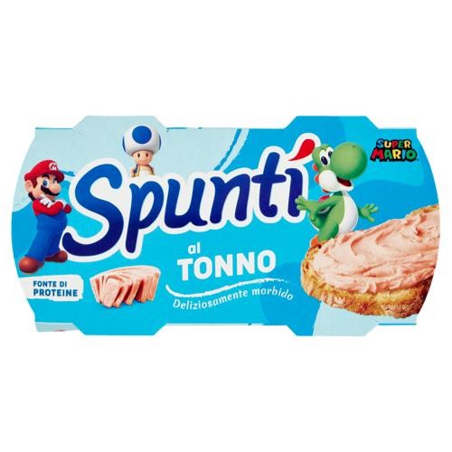 DescrizioneSpuntì al Tonno è una crema spalmabile a base di tonno che combina gusto e praticità: confezione con 2 tubetti da 84 g ciascuno (totale 168 g). Ideale per merende, snack, panini o tartine: la consistenza morbida della crema rende facile l’uso su fette di pane, grissini o tramezzini. Contiene ingredienti selezionati, come tonno al 37 % della specie Euthynnus (Katsuwonus) pelamis.Scheda tecnicaDenominazione di vendita: Merenda spalmabile al tonno – confezione 2 × 84 gMarca: Spuntì (brand Simmenthal)Produttore: Bolton Food S.p.A. – Via L. Einaudi 18/22, Cermenate (CO), Italia. Formato: 2 tubetti da 84 g ciascuno (peso netto totale 168 g) Ingredienti: Tonno* 37%  acqua  olio di semi di mais  olive verdi  proteine di soia  amido modificato di mais  capperi 1%  sale  origano  aroma naturale di noce moscata con altri aromi naturali. *Specie: Euthynnus (Katsuwonus) pelamis. Allergeni: Contiene tonno (pesce), e soiaModalità di conservazione: Conservare in luogo fresco e asciutto. Una volta aperta la confezione, consumare entro i tempi indicati sull’etichetta. Utilizzo consigliato:Spalmare su fette di pane tostato o grissini per uno snack veloce.Usare come farcitura per tramezzini o tartine.Aggiunta a insalate e bowl per un tocco proteico e gusto di tonno.Punti distintiviCrema spalmabile a base di tonno, per merende o snack pronti.Elevata praticità: formato doppio da 84 g × 2.Profilo nutrizionale con buon apporto proteico (13 g/100 g) e moderato contenuto di carboidrati.Marca riconosciuta: Simmenthal / Spuntì.Ideale per momenti rapidi, fuori casa o per una pausa gustosa e proteica.