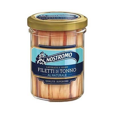 NOSTROMO FILETTI DI TONNO AL NATURALE, LAVORATO A MANO, IN VETRO 180GR