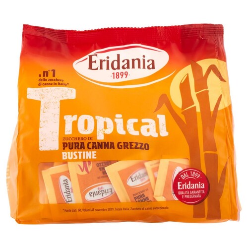 ERIDANIA ZUCCHERO TROPICAL DI PURA CANNA GREZZO BUSTINE 500GR
