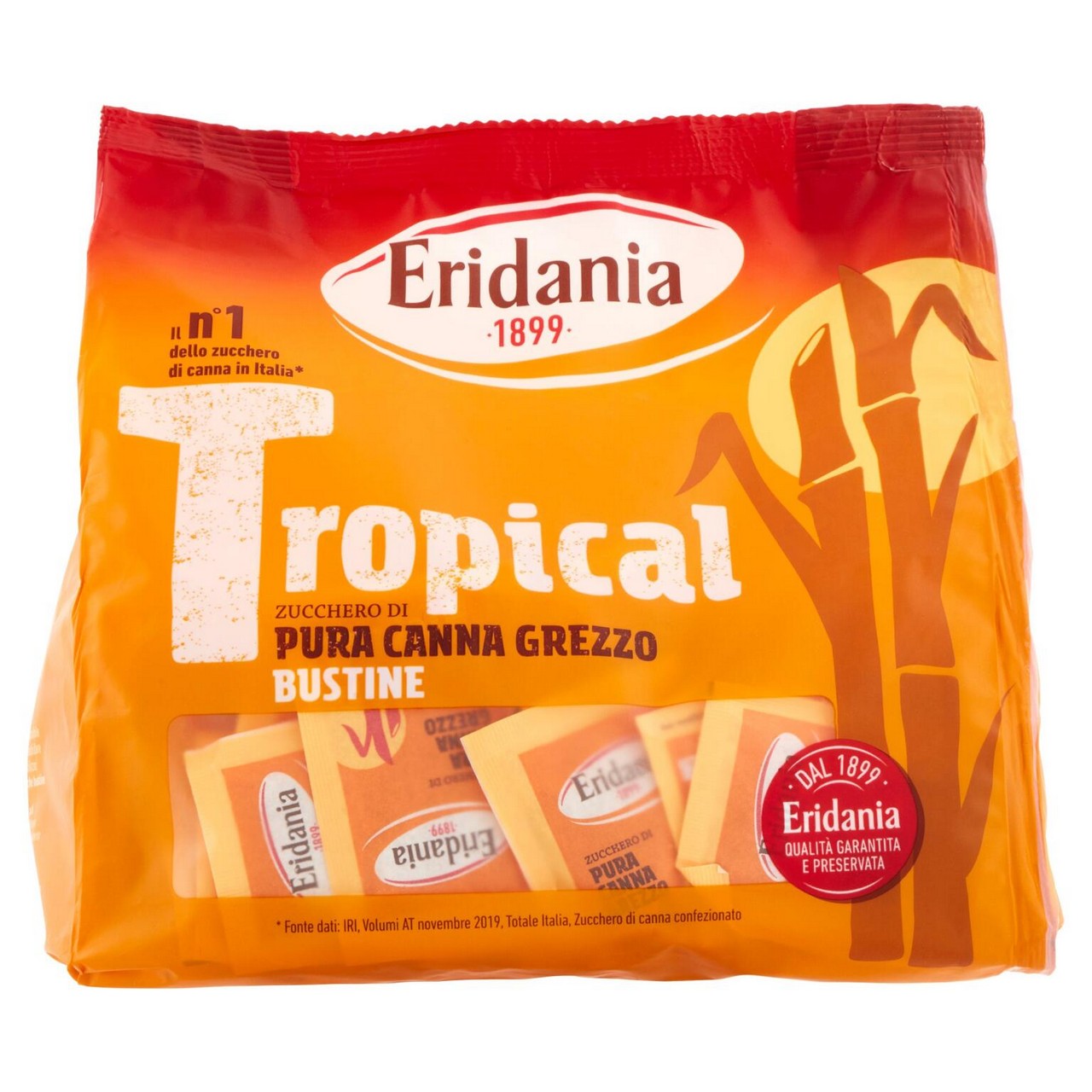 ERIDANIA TROPICAL ZUCCHERO DI PURA CANNA GREZZO IN BUSTINE 500 GR