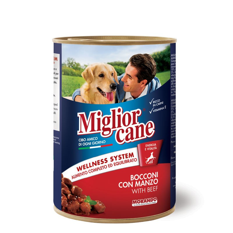 Morando Miglior Cane Bocconi con Manzo, scatoletta 405 gr