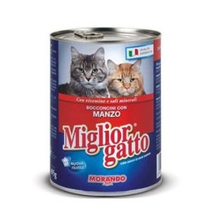 Morando Miglior Gatto Bocconi con Manzo, scatoletta 405 gr