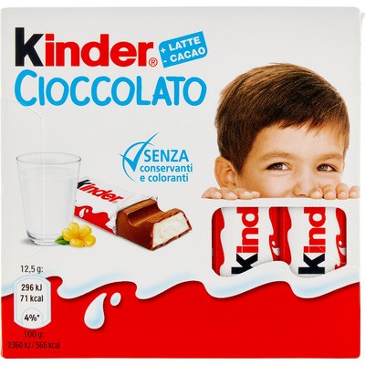 FERRERO KINDER BARRETTE DI CIOCCOLATO, CONFEZIONE DA 4 BARRETTE 50GR