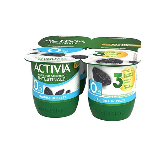 ACTIVIA YOGURT 0% GRASSI PRUGNA IN PEZZI GR125X4