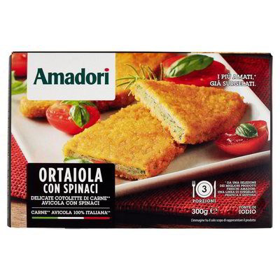 AMADORI ORTAIOLA CON SPINACI DELICATE COTOLETTE DI CARNE AVICOLA CON SPINACI 300GR