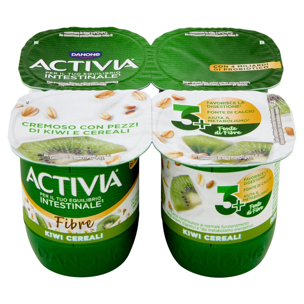 &NBSP ACTIVIA FIBRE KIWI E CEREALI, YOGURT CREMOSO CON PEZZI DI KIWI E E CEREALI, 4X125GR