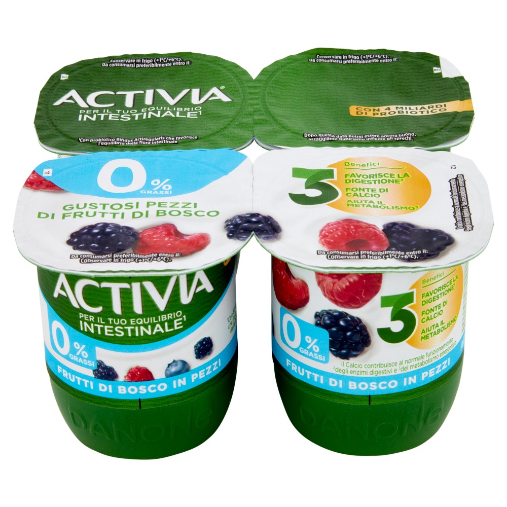 ACTIVIA YOGURT 0% GRASSI FRUTTI DI BOSCO IN PEZZI GR125X4
