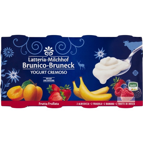 &NBSP LATTERIA BRUNICO YOGURT CREMOSO GUSTO ALBICOCCA- FRAGOLA- BANANA -FRUTTI DI BOSCO, CONFEZIONE DA 8X125GR