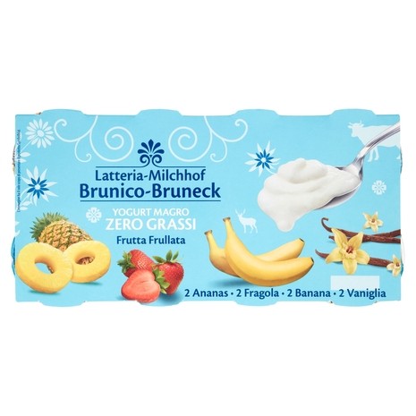 &NBSP LATTERIA BRUNICO YOGURT CREMOSO ZERO GRASSI GUSTO ANANAS- FRAGOLA- BANANA -VANIGLIA, CONFEZIONE DA 8X125GR