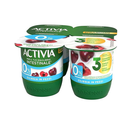 ACTIVIA YOGURT 0% GRASSI CILIEGIA IN PEZZI GR125X4