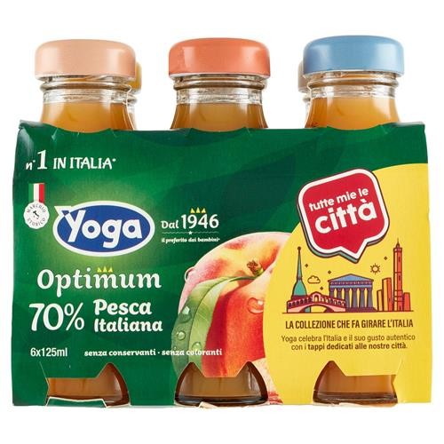 &NBSP YOGA OPTIMUM SUCCHI DI FRUTTA GUSTO PESCA ITALIANA, CONFEZIONE CONTIENE 6 BARATTOLI IN VETRO DA 125ML
