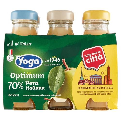&amp BSP YOGA OPTIMUM SUCCHI DI FRUTTA GUSTO PERA ITALIANA , CONFEZIONE CONTIENE 6 BARATTOLI IN VETRO DA 125ML