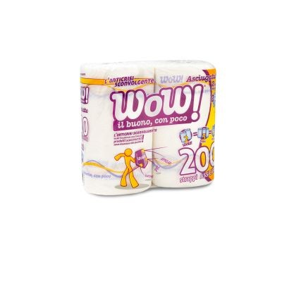 WOW ASCIUGATUTTO CASA, CONFEZIONE DA 2 ROTOLINI 200 STREPPI