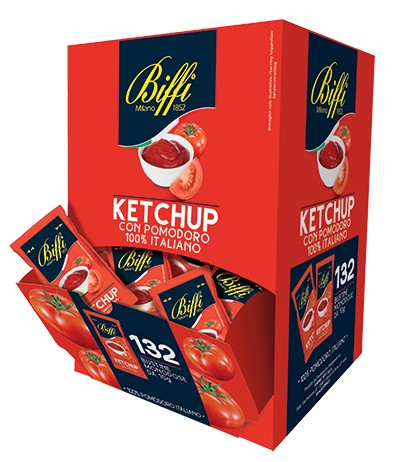 08432-1 BIFFI KETCHUP CON POMODORO 100%ITALIANO BUSTINE MONODOSE DA 10G, CONFEZIONE DA 132 BUSTINE