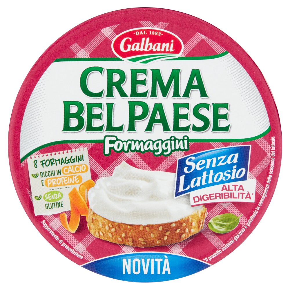 GALBANI CREMA BEL PAESE FORMAGGINI SENZA LATTOSIO,CONFEZIONE DA 8X17,5GR, 140GR