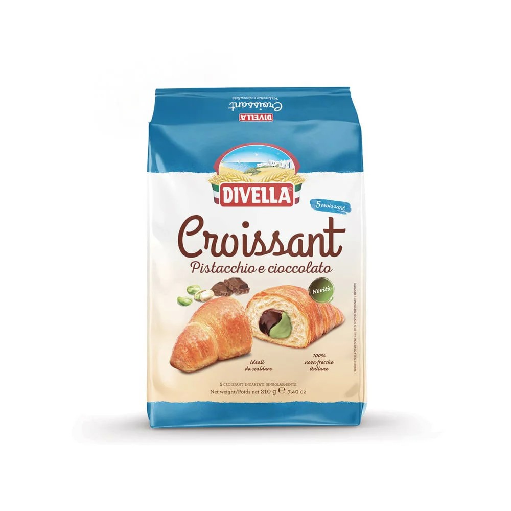 DIVELLA CROISSANT AL PISTACCHIO E CIOCCOLATO CONFEZIONE DA 5 MERENDINE, 210GR