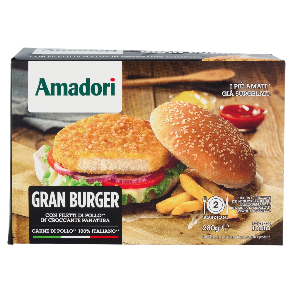 AMADORI GRAN BURGER CON FILETTI DI POLLO IN CROCCANTE PANATURA 280G