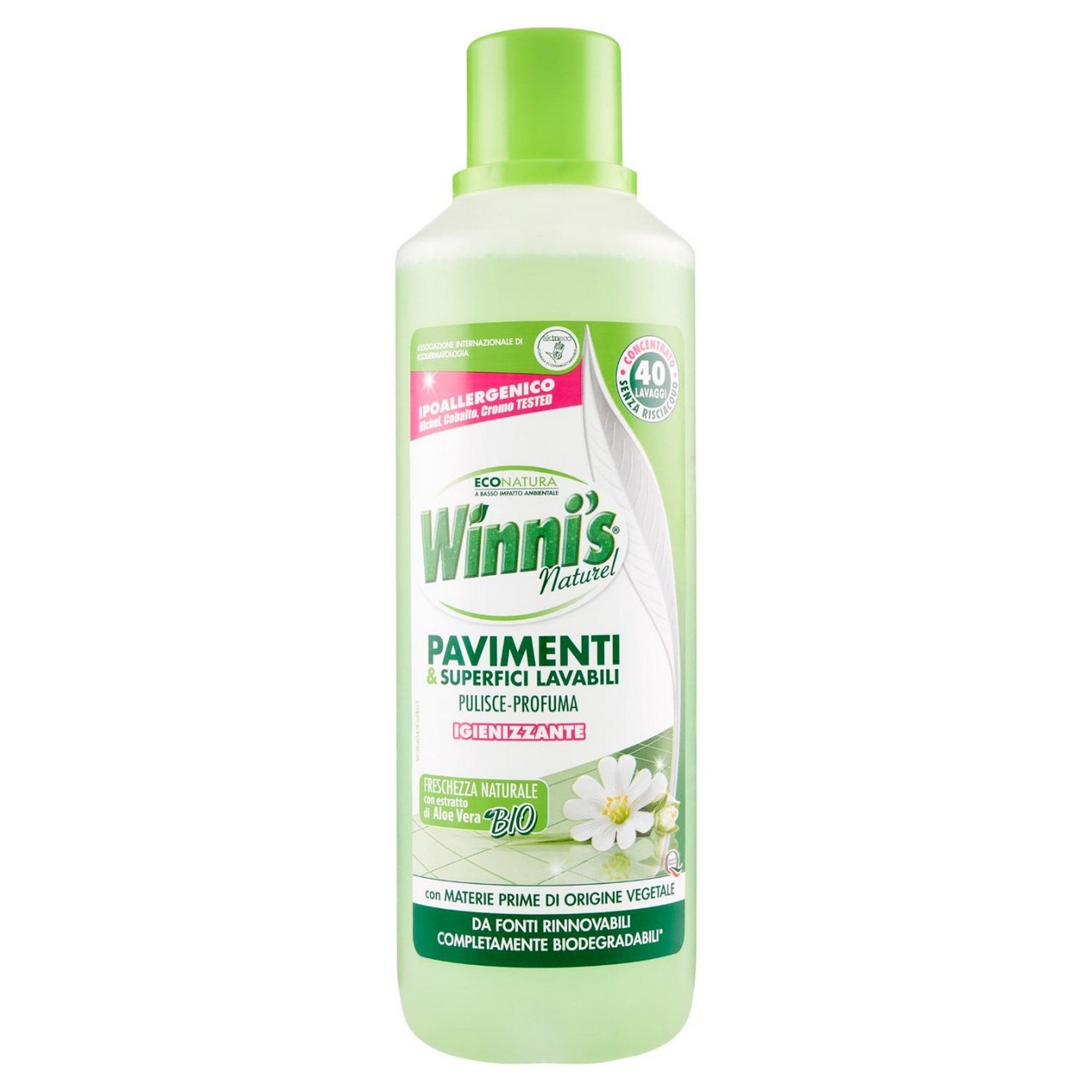 WINNI'S DETERGENTE PAVIMENTI E SUPERFICI LAVABILI FRESCHEZZA NATURALE CON ESTRATTO DI ALOE VERA 1LT