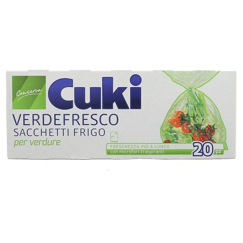 CUKI VERDE FRESCO SACCHETTI FRIGO PER VERDURE 20 PEZZI CM29X42