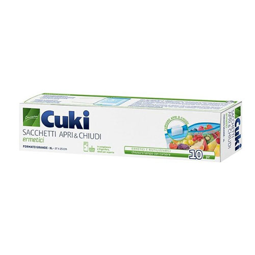 CUKI SACCHETTI ERMETICI APRI &amp  CHIUDI 10 PEZZI CM27X25