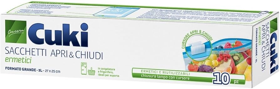 CUKI SACCHETTI ERMETICI APRI &amp  CHIUDI 10 PEZZI CM27X25