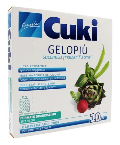 CUKI GELO PIU' SACCHETTI FREEZER 7 STRATI 10 PEZZI CM35X50