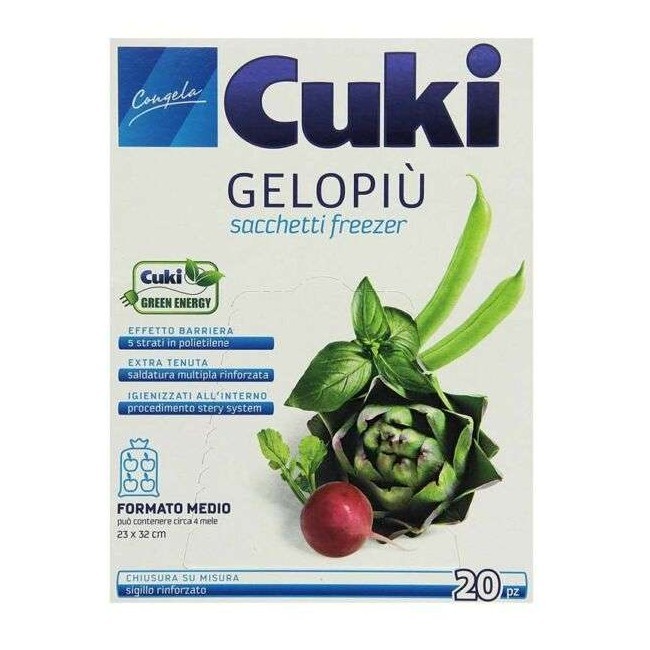 CUKI GELO PIU' SACCHETTI FREEZER 7 STRATI 20 PEZZI CM23X32