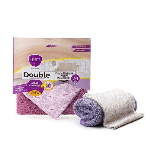 CLENDY DOUBLE PANNO MULTIUSO+ PAVIMENTI 2 IN 1 IN MICROFIBRA