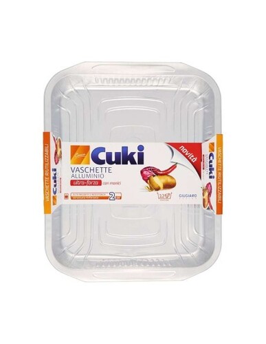 CUKI VASCHETTE ALLUMINIO ULTRA- FORZA CON MANICI 12 PORZIONI 2 PEZZI