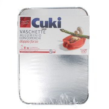 CUKI VASCHETTE ALLUMINIO CON COPERCHI DOPPIA FORZA 6 PORZIONI 2 PEZZI