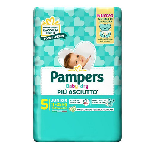 PAMPERS BABY-DRY PANNOLINI 5 JUNIOR