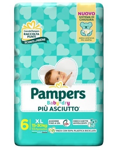 PAMPERS BABY-DRY PANNOLINI 6 XL EXTRA LARGE