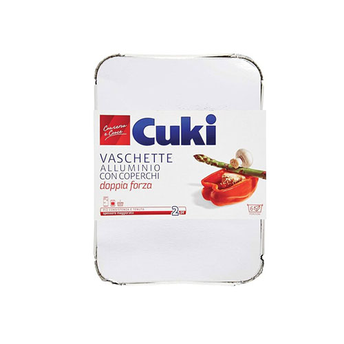 CUKI VASCHETTE ALLUMINIO CON COPERCHI DOPPIA FORZA 6 P0RZIONI 2 PEZZI