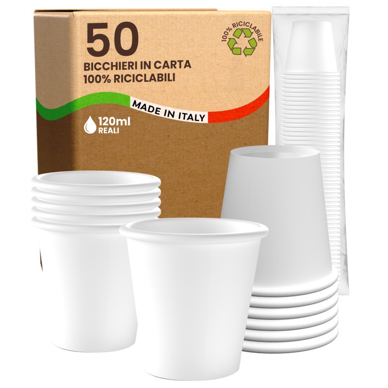 WEBIO BICCHIERI CARTA BIANCO 120CC 50 PEZZI