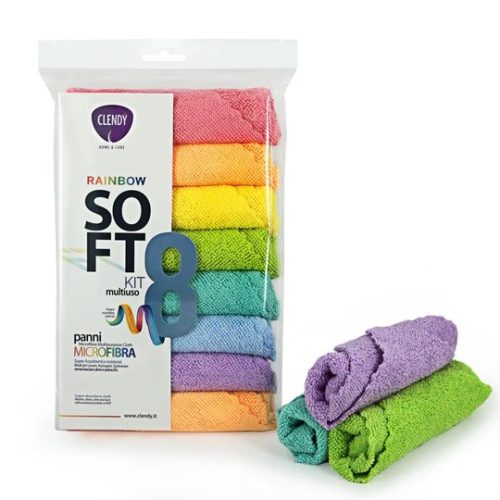 CLENDY RAINBOW SOFT KIT 8 PANNI MULTIUSO IN MICROFRIBRA CM30X30